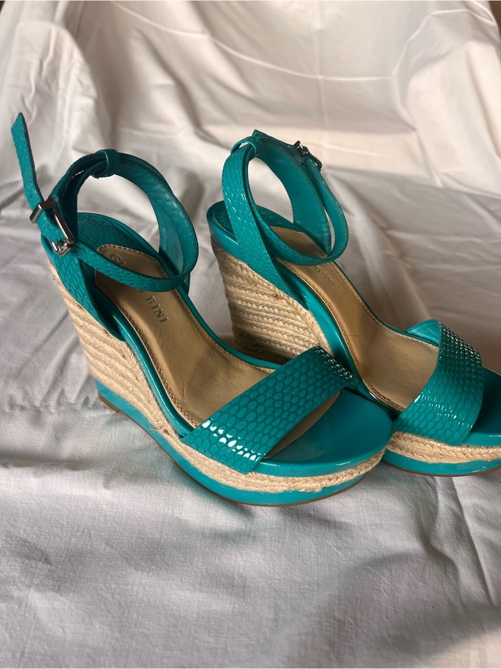 Gianni Bini Teal Wedge Espadrille Sandals
